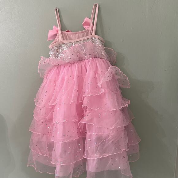 Soft Pink and Silver Sequin Dress w/ Bows - Little Girls Small - Picture 4 of 6